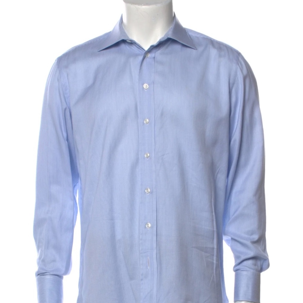 GIORGIO ARMANI Striped Long Sleeve Dress Shirt Size: S | US15, IT38